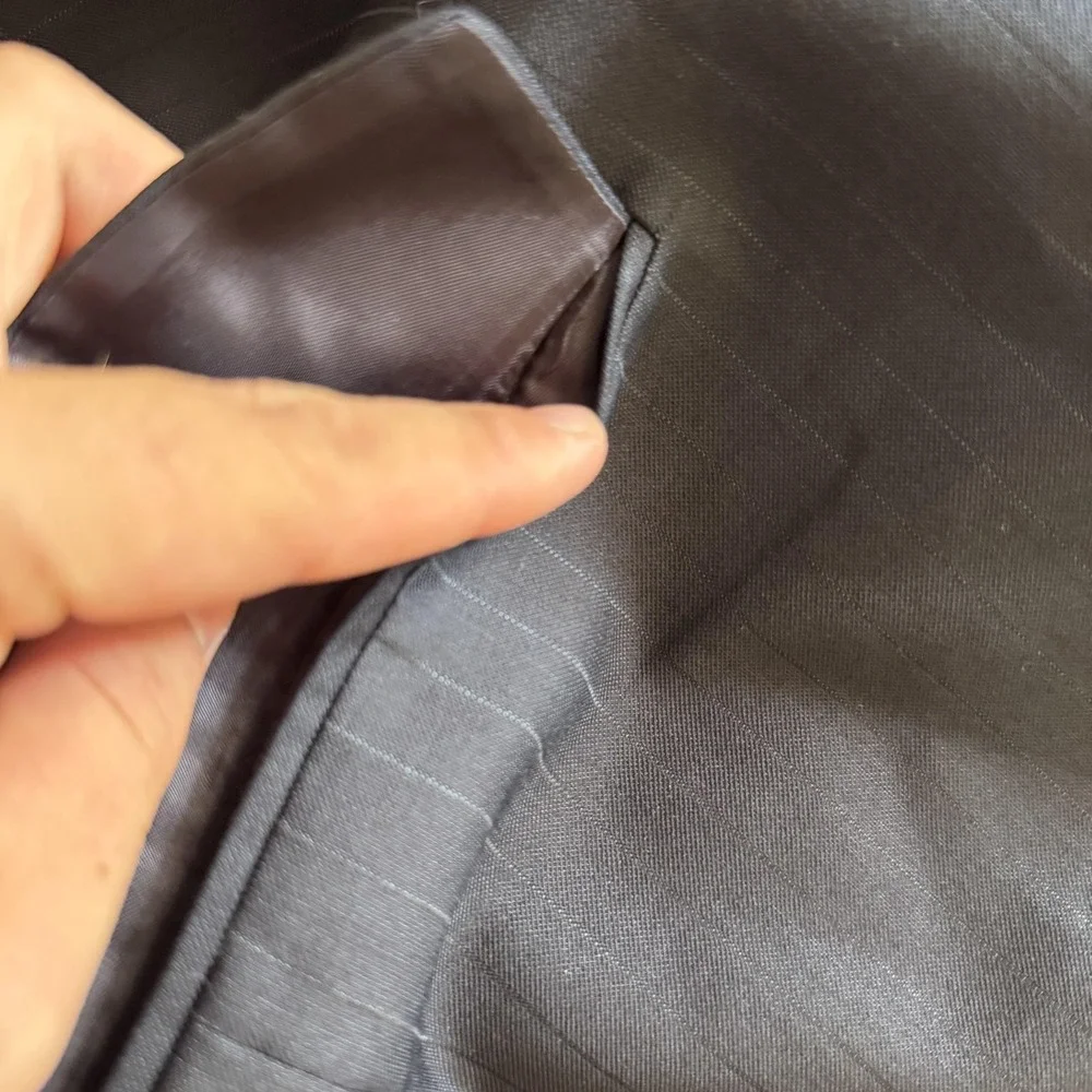 Jos A Bank Suit Mens 46R Blue Pinstripe Wool Silk 2 Piece 41x31 Pants Business